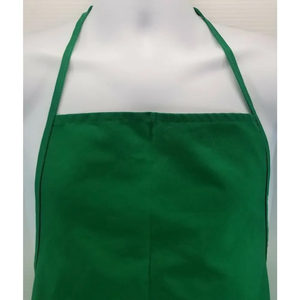 QQ) Green Adult Chef Server Waiter Waitress Apron Single Pocket Cotton Polyester